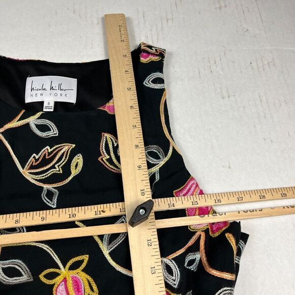 Nicole Miller Embroidered Maxi Dress Floral Side Zip Asymmetric Hem Party Size 8 - Picture 9 of 13